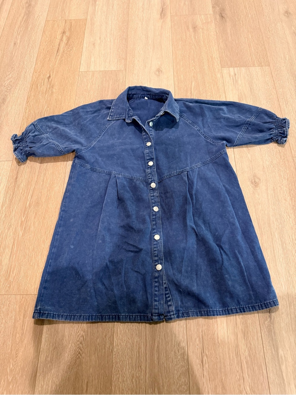Button-Front Indigo Denim Tunic Dress